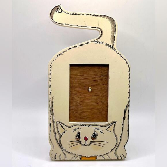 Vintage folk art wood cat frame - Picture 1 of 4